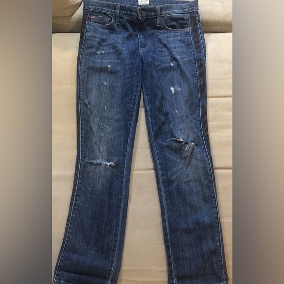 Hudson Jude Slouch Skinny Distressed Crop Jeans - Picture 2 of 3